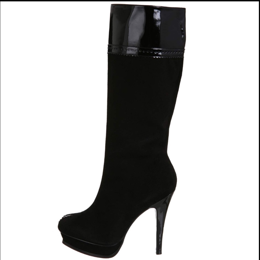 BCBG LEATHER SUEDE PLATFORM BOOTS - Picture 6 of 12